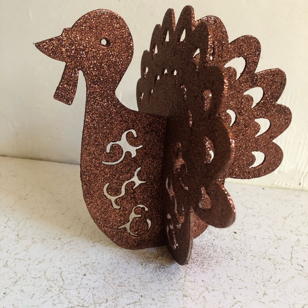 Glittery Turkey Table Centerpiece Two Piece Turkey Centerpiece Decor.